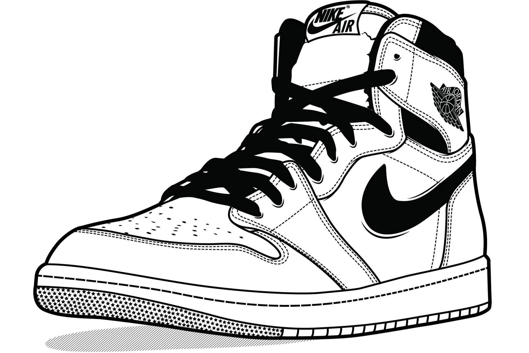 Распечатать найк. Nike Air Jordan 1 draw. Nike Air Jordan 1 раскраска. Nike Air Jordan 1 High черно белые.