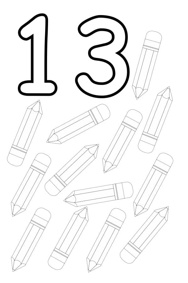 Number 13 Coloring Worksheet