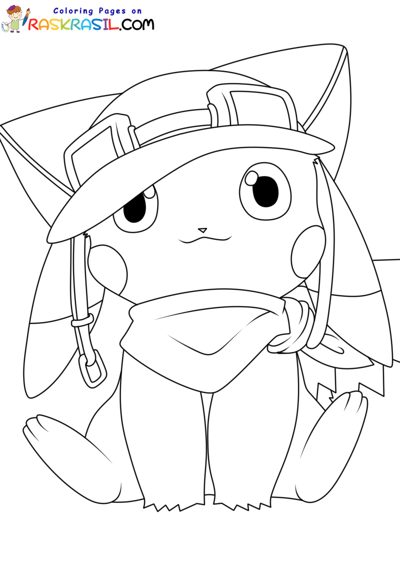 Resultado de imagem para pikachu com bone para colorir