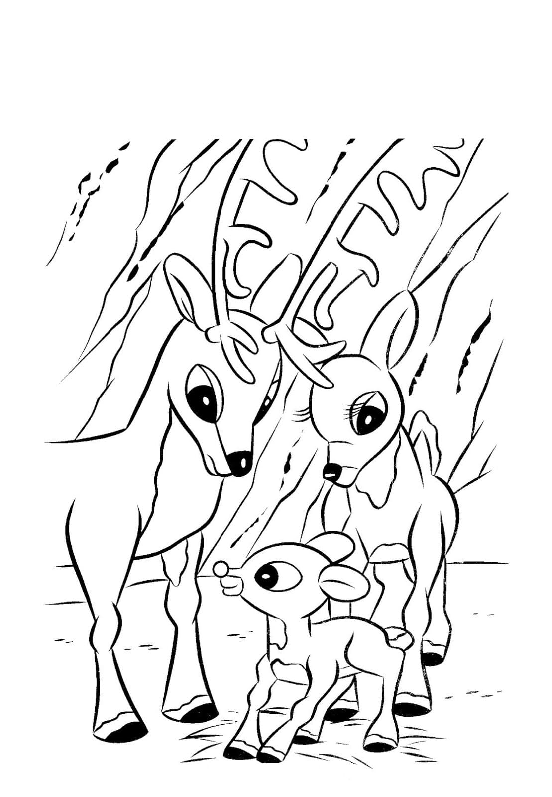 Disegni di Rudolph la renna dal naso rosso da colorare - 100 immagini