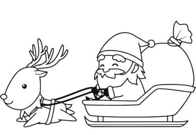 Santa And Reindeer Coloring Pages