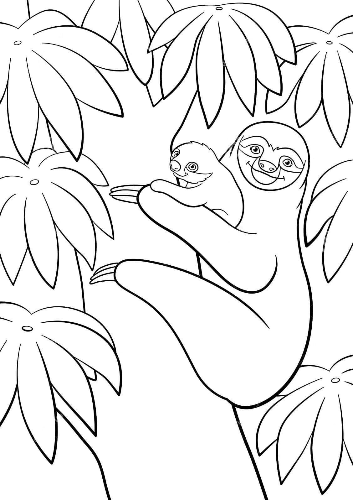 baby sloth cartoon to color