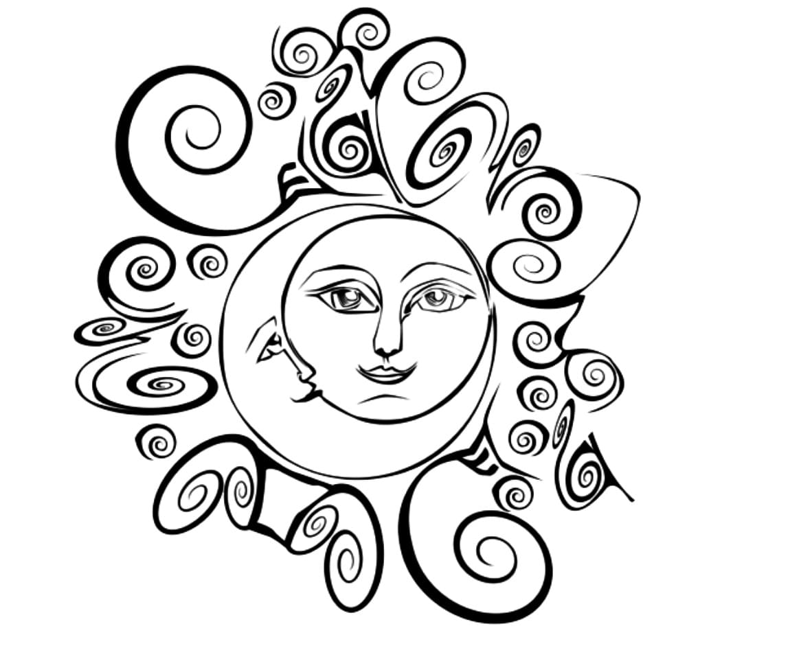 free printable sun and moon coloring pages
