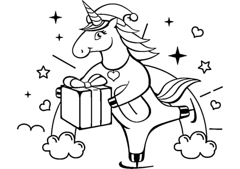 Coloriage Licorne de Noël - 30 pages à colorier à imprimer gratuits