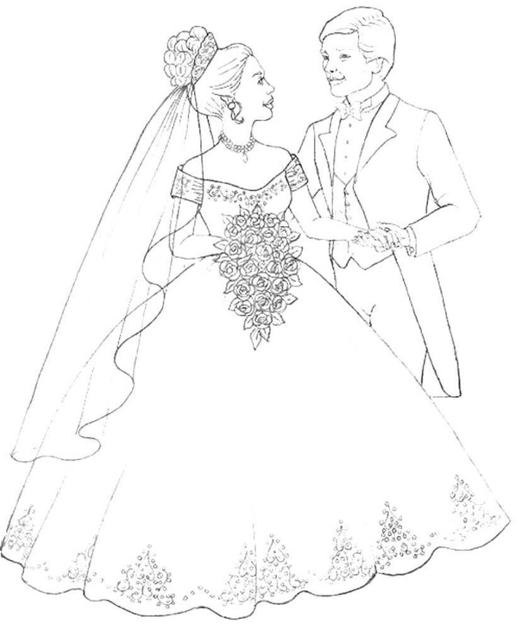 Barbie Coloring Pages Wedding Girls