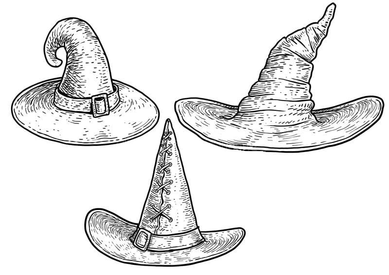 Disegni di Cappelli da strega da colorare - 100 immagini da stampare