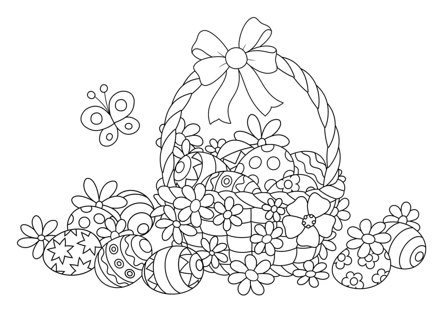 Coloriage Panier de Pâques à imprimer