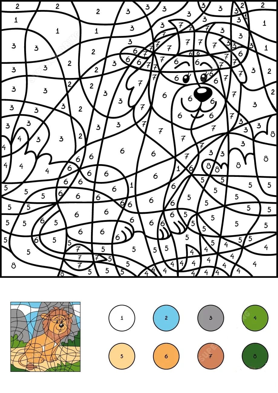 Dibujos para colorear por números para niños - Imprime gratis