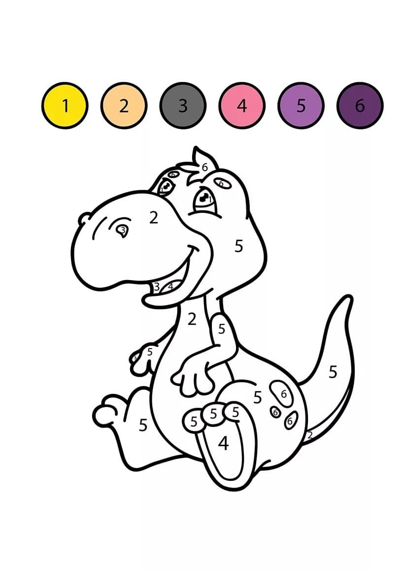 Динозавры раскраска по номерам