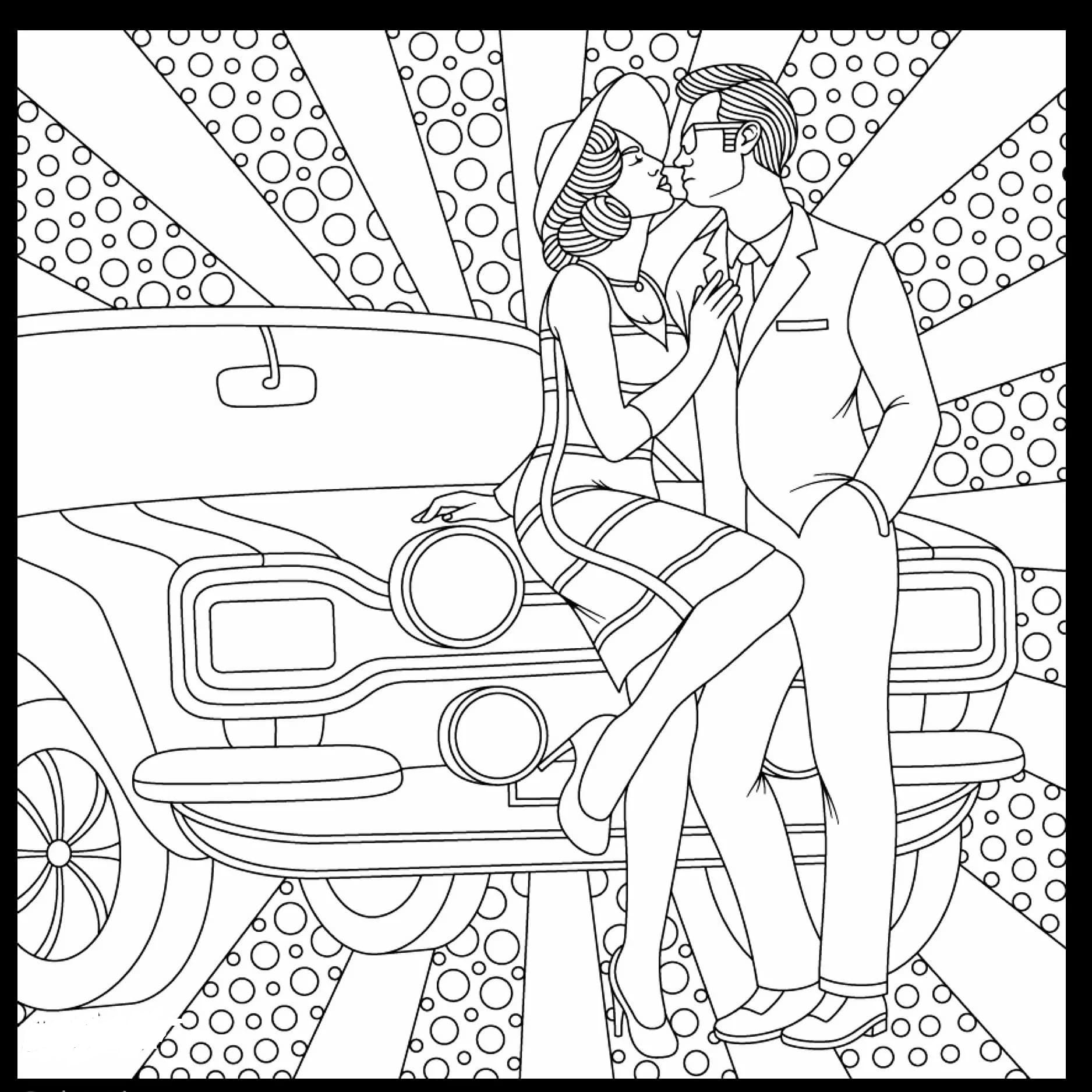 A large collection of coloring pages for couples in love. 