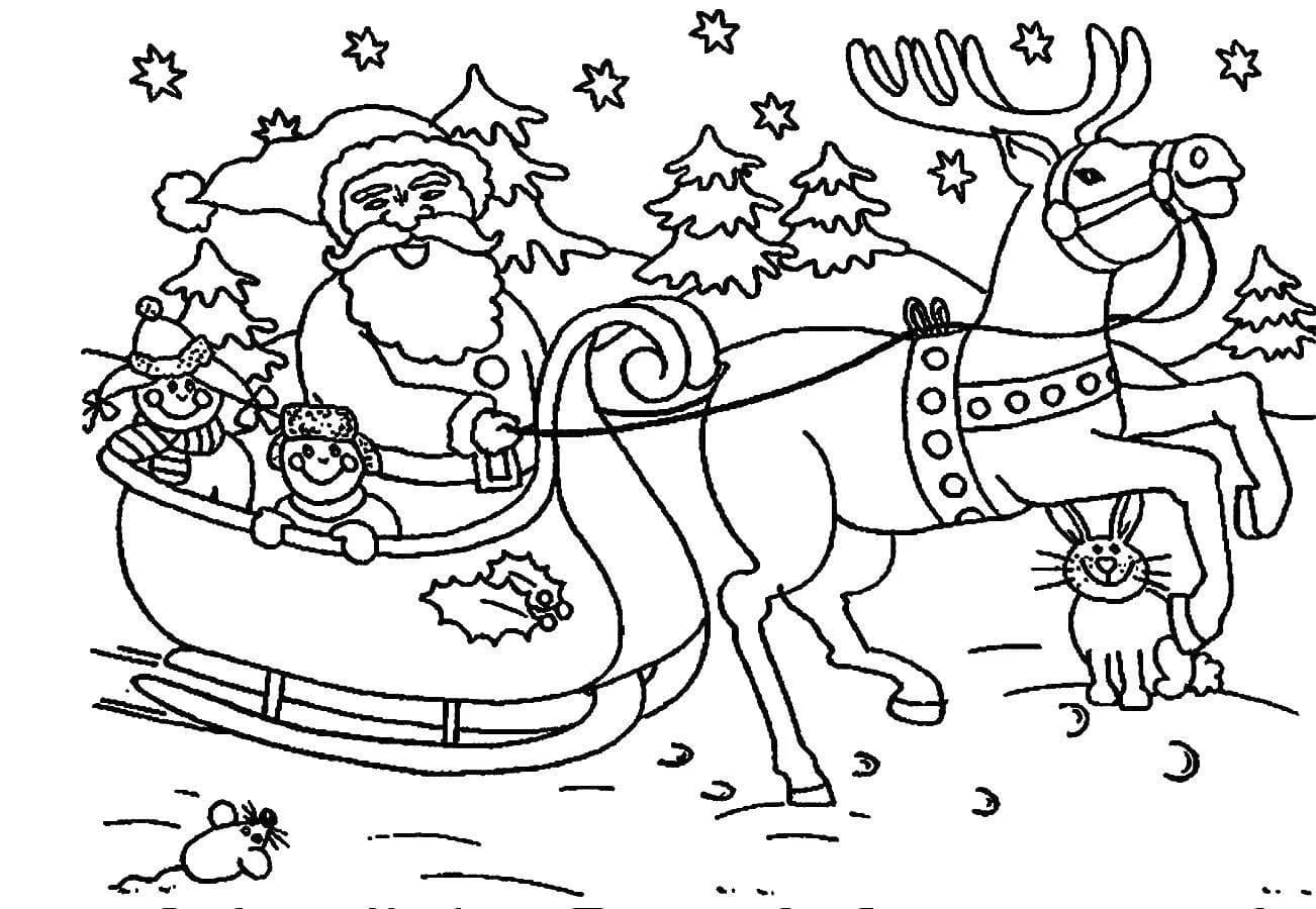 Dibujos de Renos de Navidad para colorear. Imprime gratis