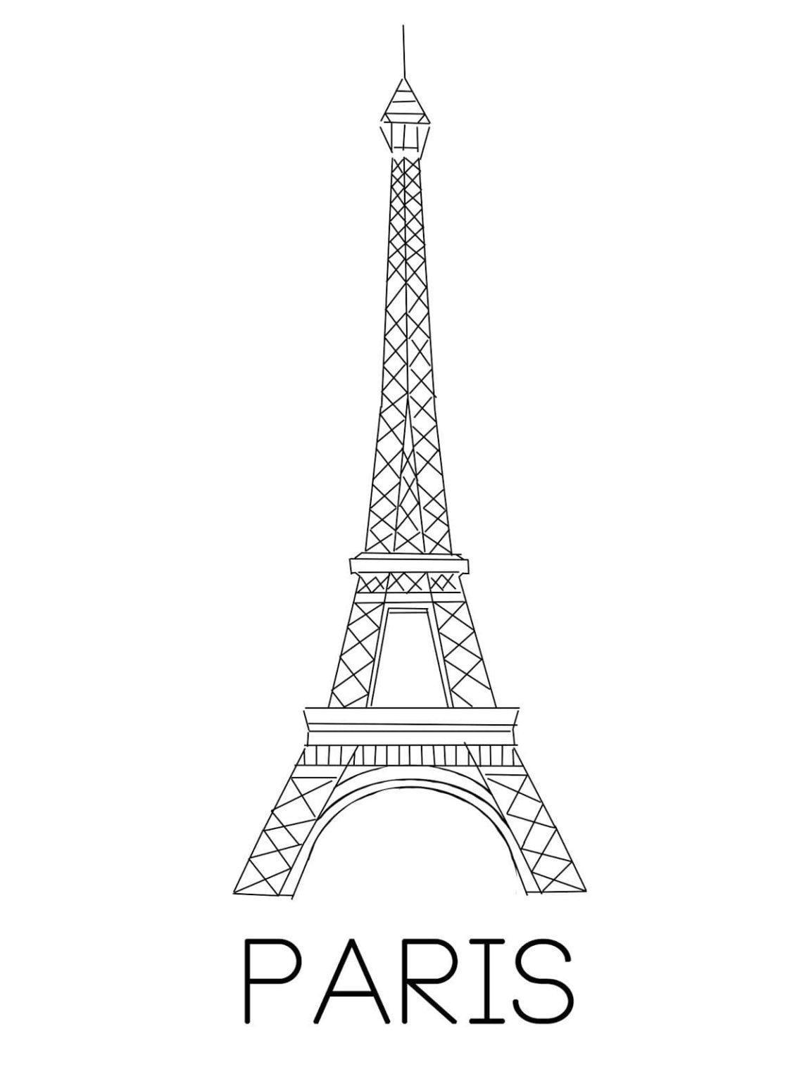 Рисунок Эйфелевой башни черно-белый