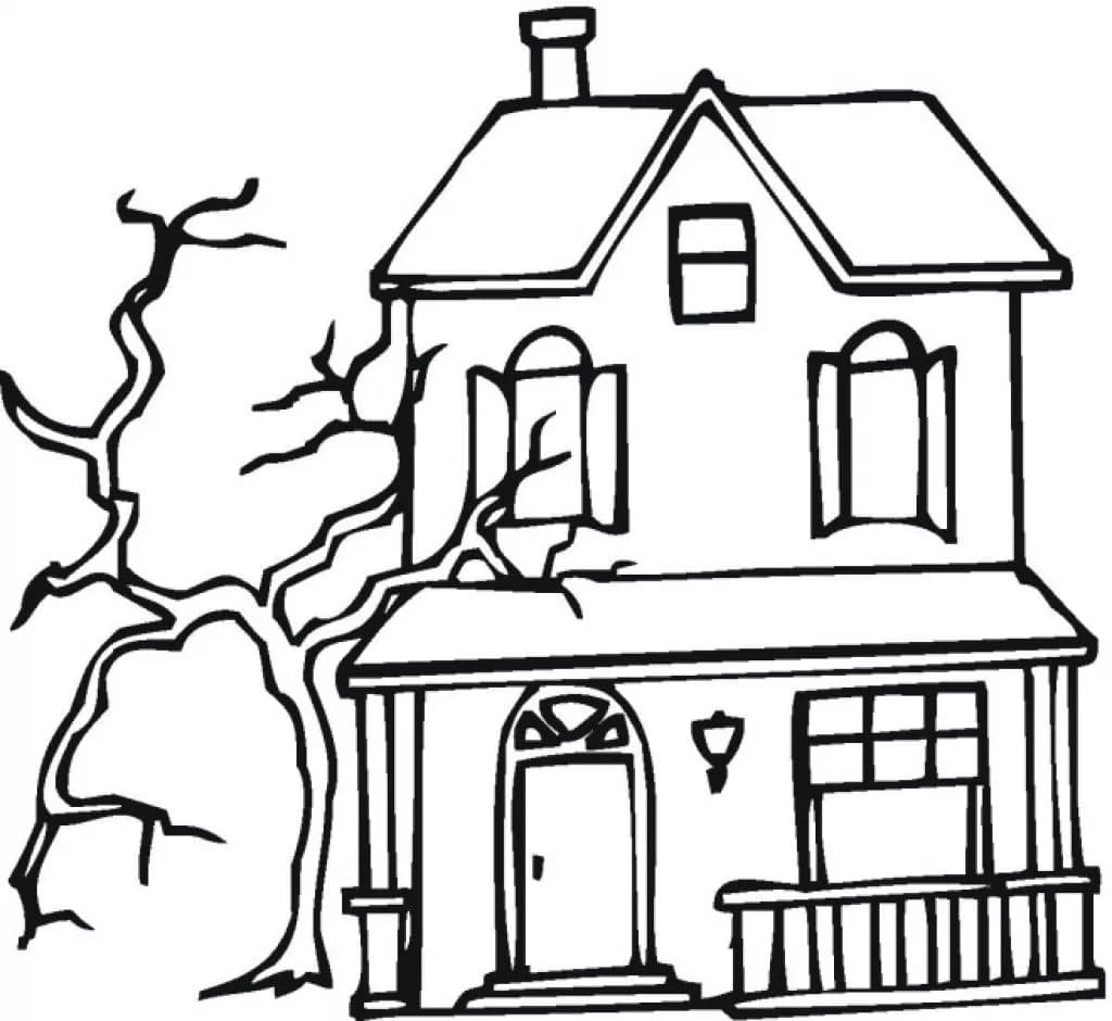 Раскраски Дома с привидениями на Хэллоуин | Распечатать