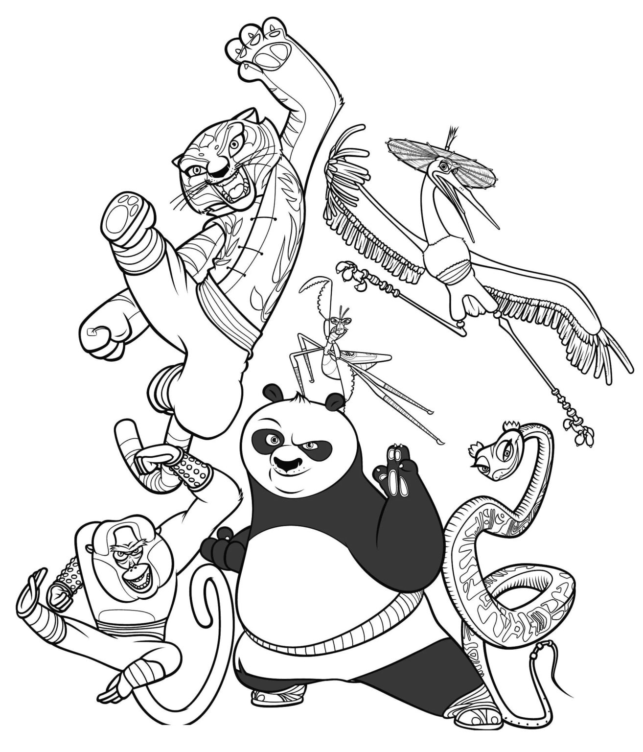 Desenhos do Kung Fu Panda para colorir - 100 imagens para imprimir