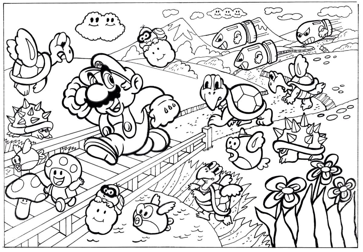 Раскраски Марио - 100 изображений для печати из легендарной игры