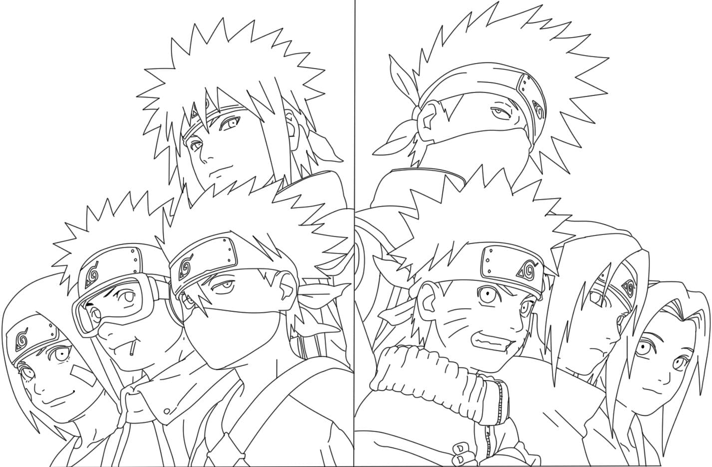 Kakashi e equipe 7 para colorir - Imprimir Desenhos