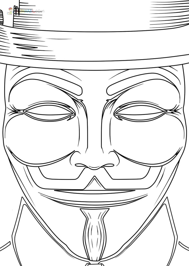 Anonymous Mask Coloring Pages | 40 Pictures Free Printable