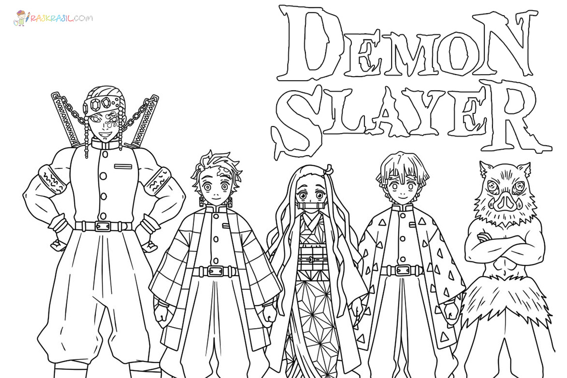 Páginas para colorir do Demon Slayer imprimíveis, grátis e fáceis