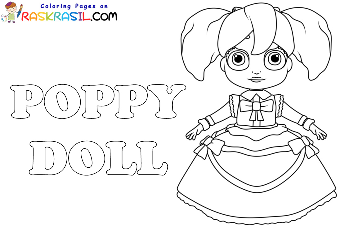 Ausmalbilder Poppy Puppe aus Videospiel Poppy Playtime
