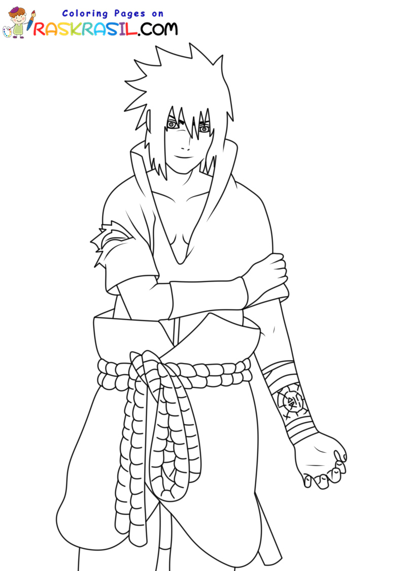 Sasuke Uchiha, a ninja from Naruto coloring page printable game