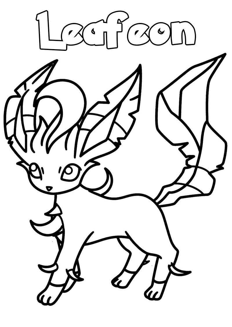 Desenhos de Leafeon - Pokémon - para Imprimir e Colorir