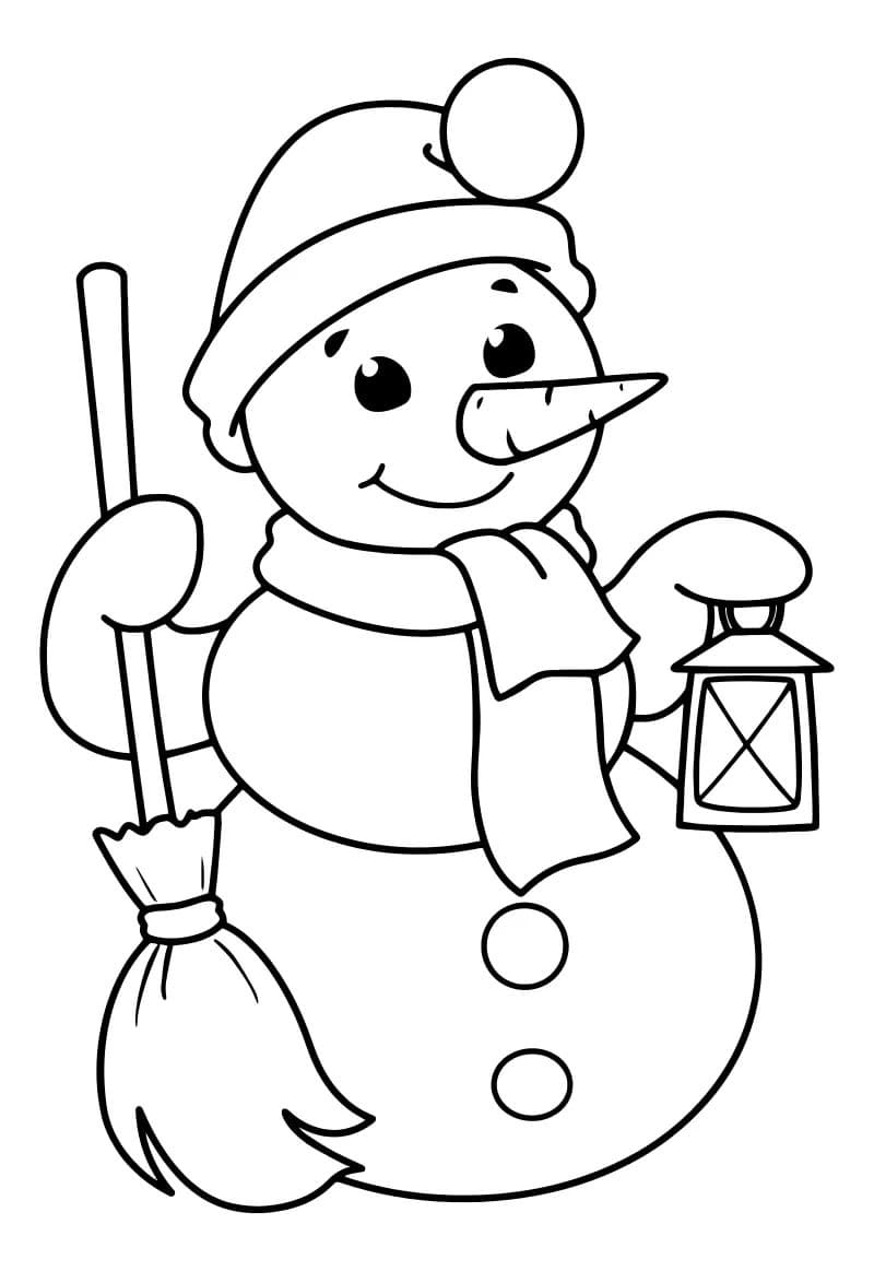 Снеговик - скачать и распечатать раскраску. снеговик