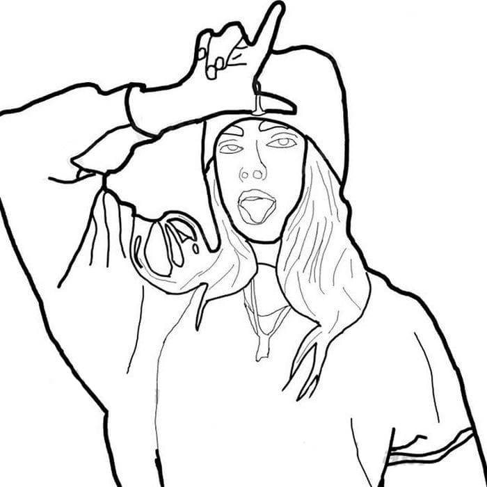 Download Coloring Pages Billie Eilish. Print Out Talented Singer