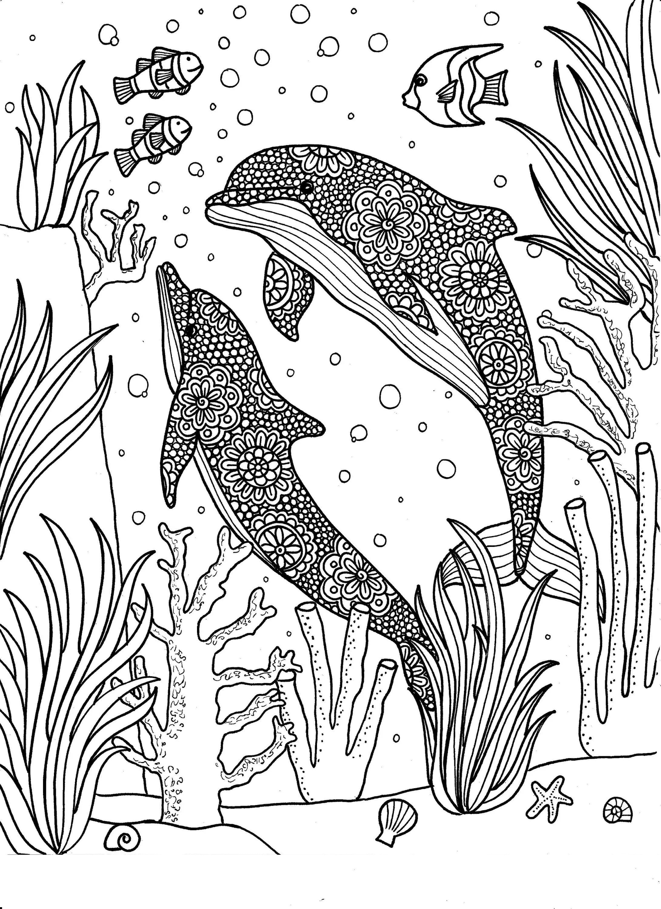Dibujos para colorear de Delfines. 100 imágenes gratis para imprimir