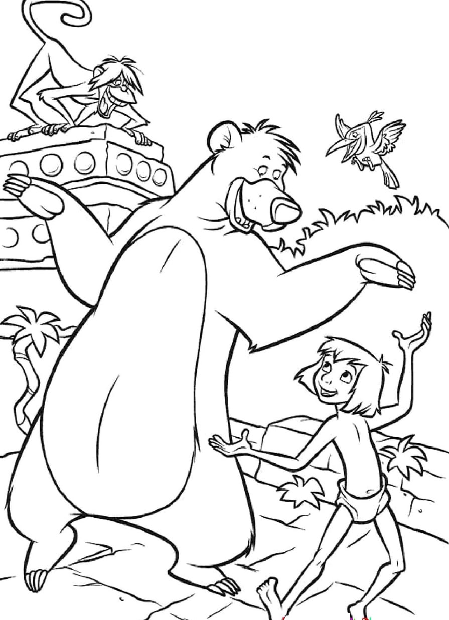 Раскраски Книга Джунглей - Маугли. Распечатать бесплатно