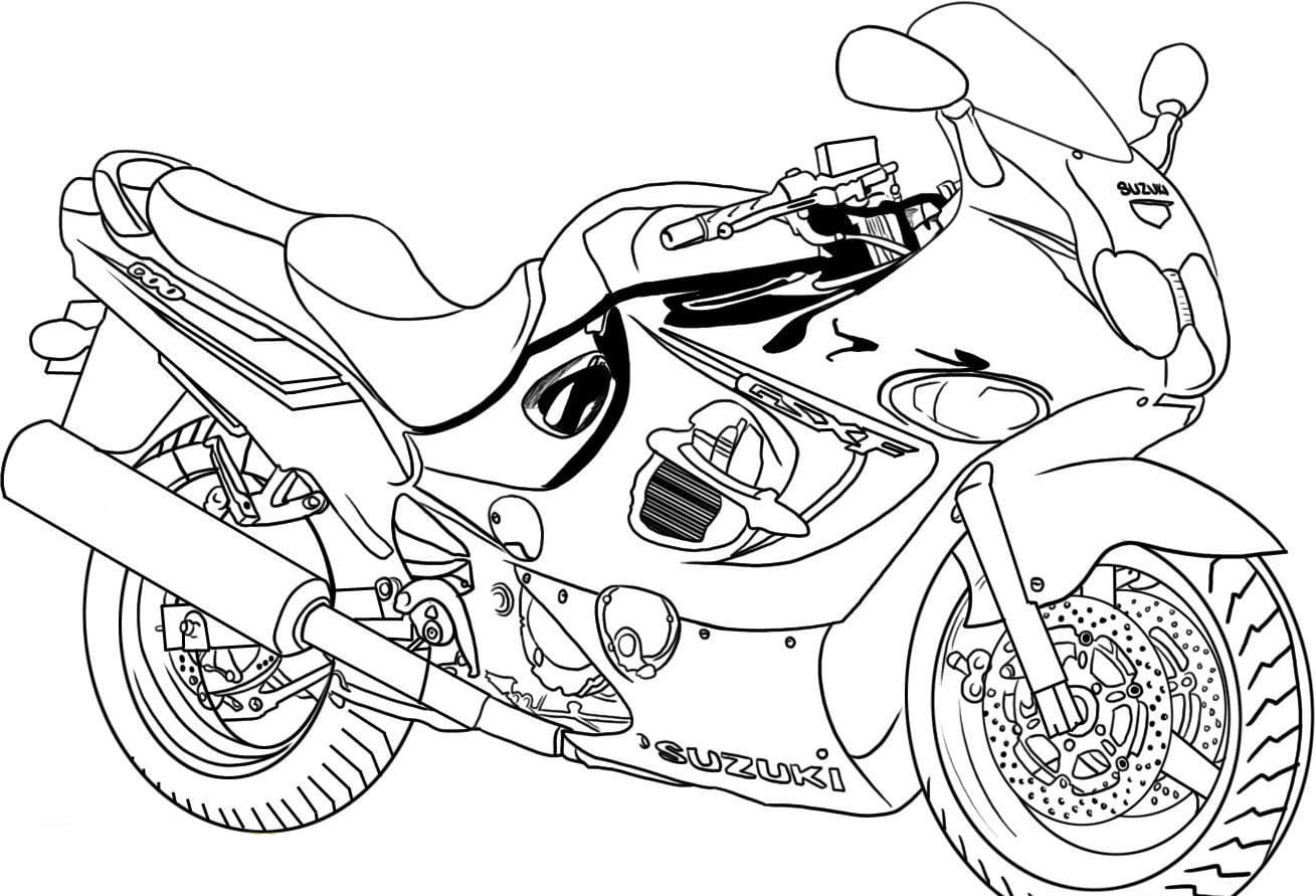 Desenho de Motoqueiro na estrada para colorir - Tudodesenhos