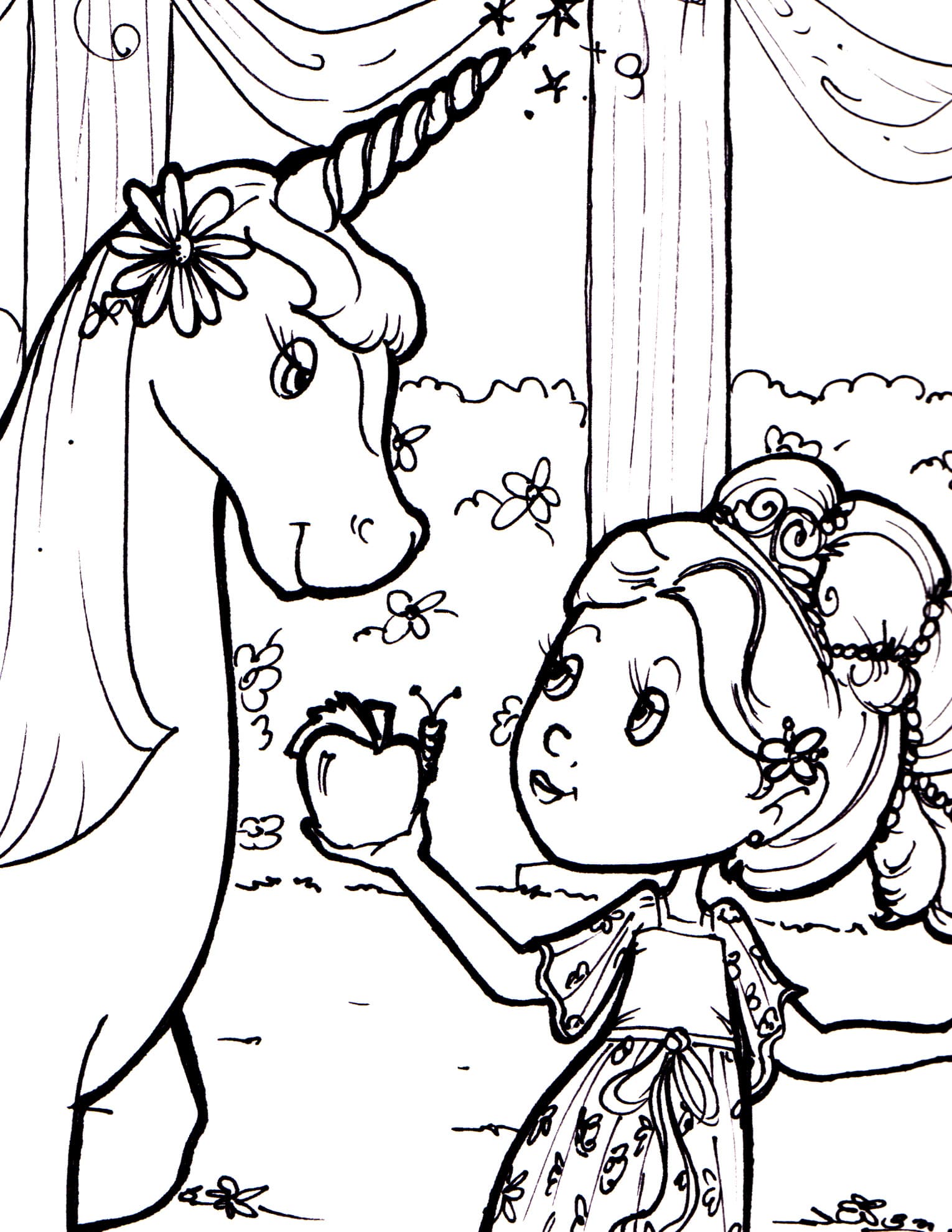 Unicorn Coloring Pages, 100 Black and White Pictures. Print ThemOnline!