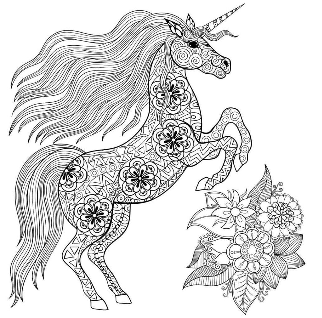 Unicorn Coloring Pages, 20 Black and White Pictures. Print ...