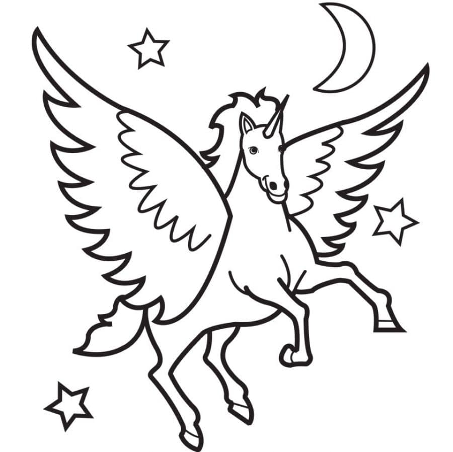 Dibujos para colorear de unicornios, 100 imágenes en blanco y negro
