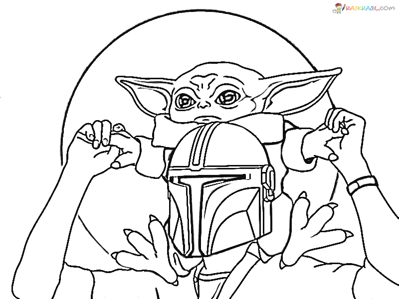 Coloriage Baby Yoda - Mandalorian et le baby Yoda gratuit