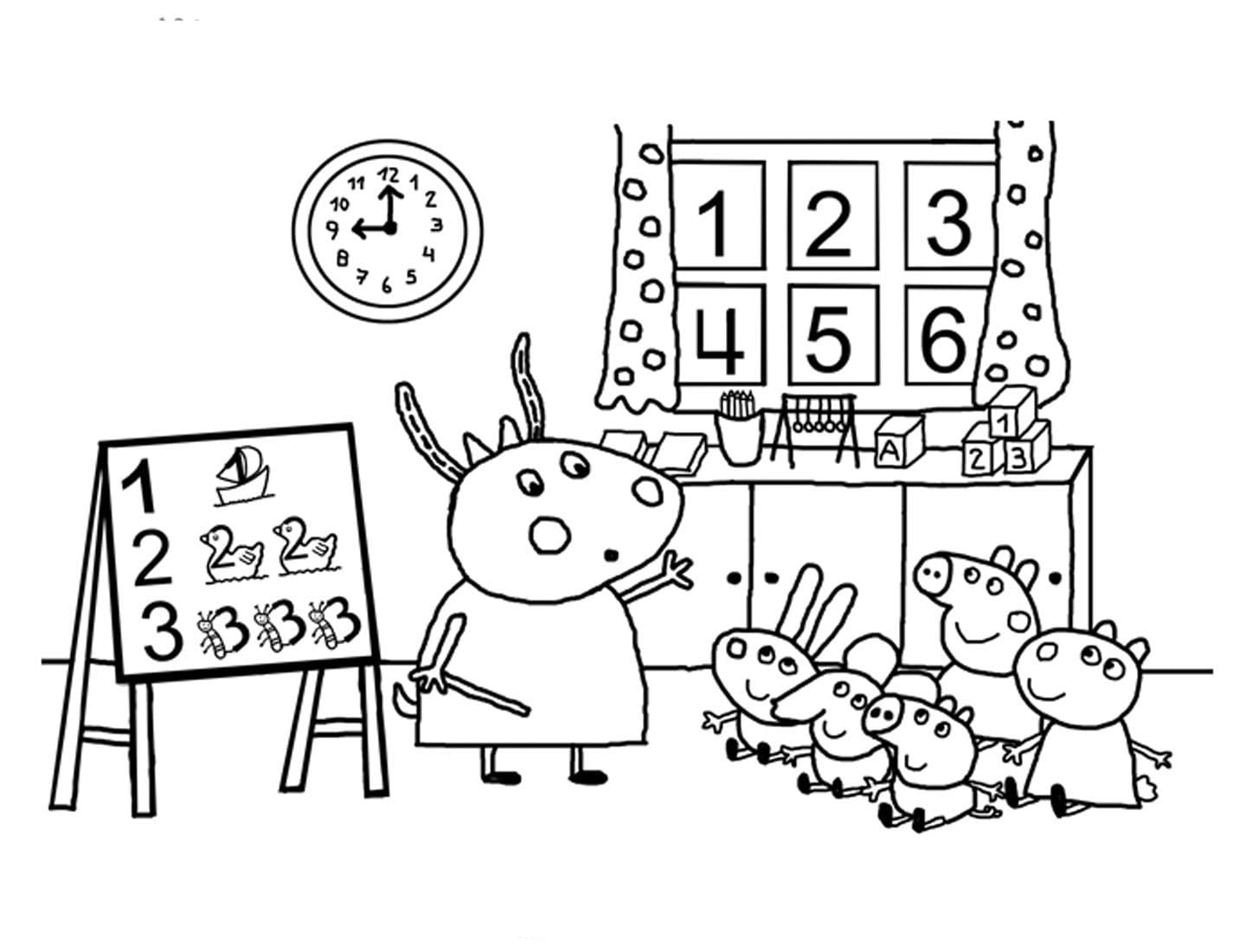 Dibujos de Peppa Pig para colorear, su familia y amigos. Imprime en línea