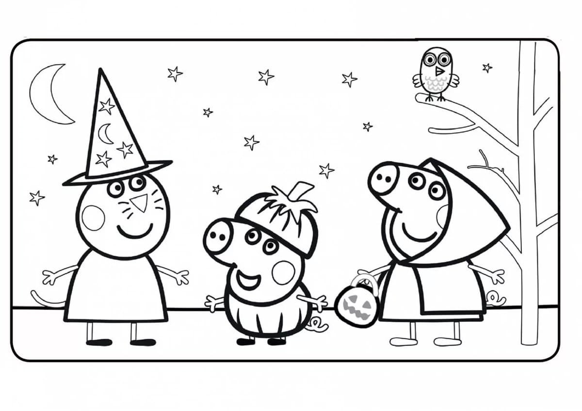 peppa pig coloring pages her family and friends print online