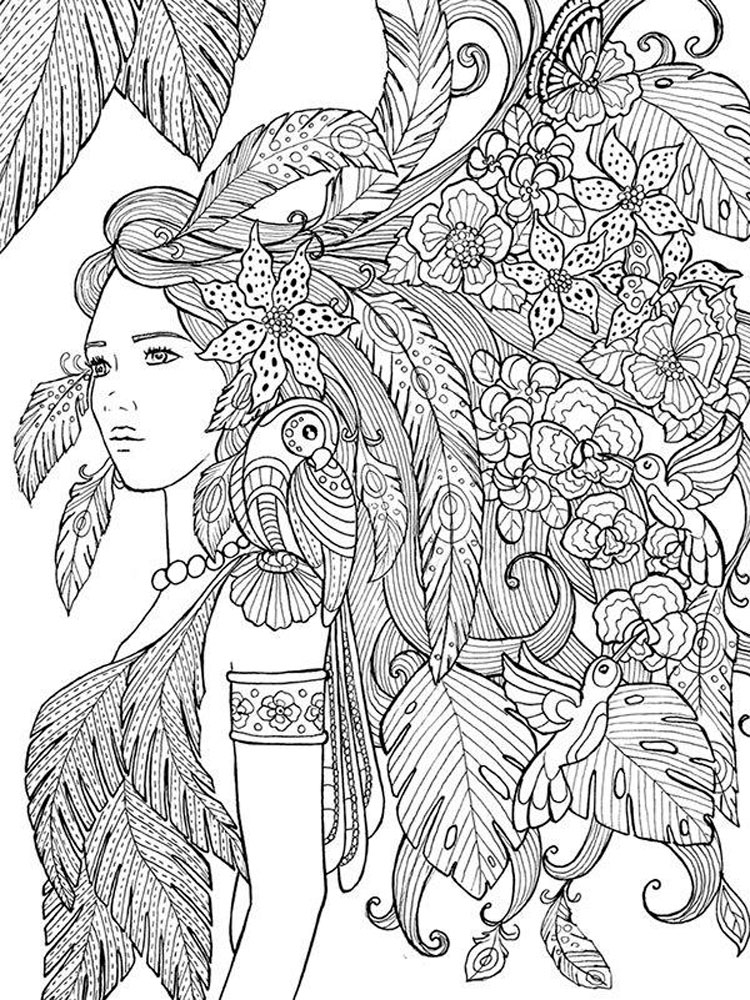 Complex Coloring Pages for 10- to 12-Year-Old Girls. Print Them for Free!